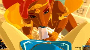 urbosa fucks link in cartoon scene.