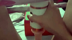 latina plays with vibrator on pussy