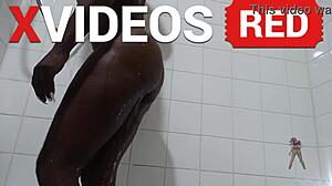 Real Amateur Black Girl Showers Naked with Beautiful Legs