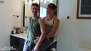 Oliver receives three loads in rough gay gangbang.