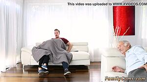 watching scary movies turns into big tits gangbang with stepbro 😱