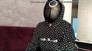 in squid game, i jerked off a member's dick and he came on my big tits