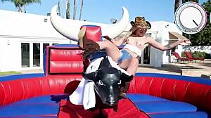 College Teen 18+S On Mechanical Bull TIT FLASH BIG ASS!