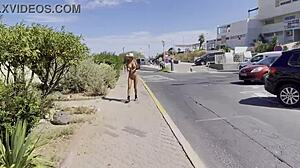 monika fox struts naked in cap d'agde 😍