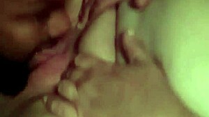 Snow bunny receives oral in winter scene