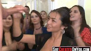 party whores sucking stripper at wild club