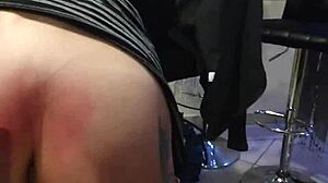 skinny chick smokes a cigarette while flashing her tight pussy.