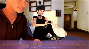 I see the saleswoman's perfect ass in revealing clothes