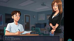 Making out with the horny French teacher in Summertime Saga.