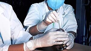 Sadistic Nurse Dominafire Sounds Chastity Slave in Hospital