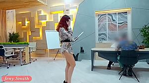 fake job interview turns teasing, jeny smith naked with natural tits and ass