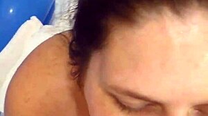 Wow, this slut really wants that cum all in her mouth while sucking cock!