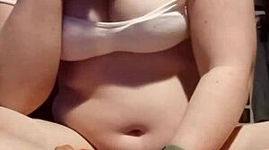 petite amateur with big natural tits plays with breasts