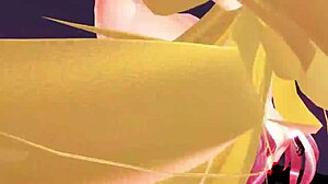 This is a 3d animated hentai scene where a character gives a blowjob to big boobs in anime style