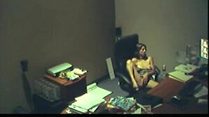 Office Brunette Girl Fingers Her Pussy At Free Time