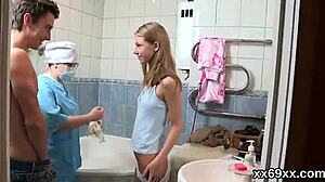 medic examines hymen and virgin sweetie