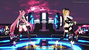 This is a 3d animated hentai scene where a character gives a blowjob to big boobs in anime style