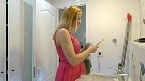 Hot Rave Girl Strips in Bathroom Showing Pussy and Ass