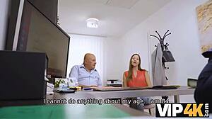 old man stunned as wife bangs on loaner's desk