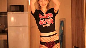 Blonde Camwhore Dances With Clothes Ripped