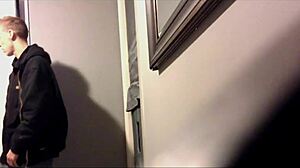 Spying on Monster Cock Gloryhole Action in Hidden Homemade Vid