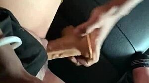 girl gets fucked hard at the carwash, ending with cum all over.