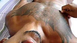 Big black cock stroked to cum