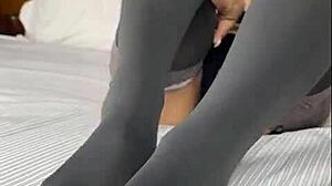 erika teases in sexy stockings garter belt and lingerie