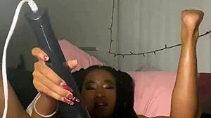 Ebony teen squirts hard on massive black cock