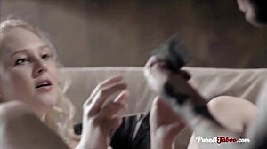 Goth brunette petite teen in over her head with taboo blowjob