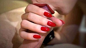 Red lipstick blowjob with cumshot on cute teen lips