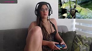 Latina Enjoys Video Game Session
