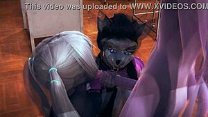 furry cat skunk and wolf go wild in class threesome