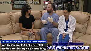 Doctor Tampa, give Nicole Luva her first gyno exam with gloved hands and Nurse Aria Nicole assisting