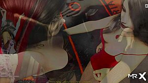 Hentai anime girl gives poolside blowjob in game