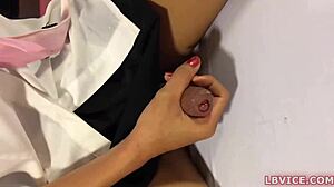 Wow, Ladyboy Pai Strokes Her Dick Hard!