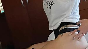 Vanessa Vixon gives first footjob in years. Adds blowjob tease.