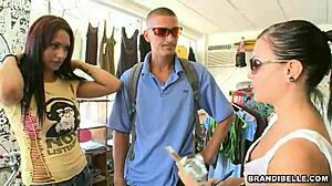 Brandi Belle receives a grade for her blowjob skills