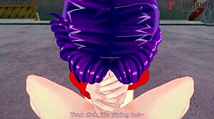 Misato Katsuragi antaa suihinottoa Neon Genesis Evangelionissa.