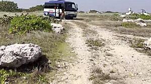 Naked Monika Fox Walking Along Reef Beach Found a Big Octopus Dildo and Fucked Her Holes 😍