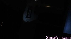 femdom toys ass in a 3way group scene