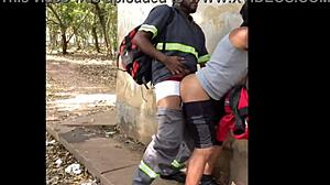 Outdoor bareback pounding with raw amateur gay action.