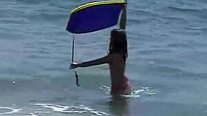 Petite Bikini Teen Little April Fingers Herself Outdoors Solo