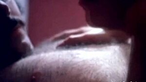 brunette beauty teases at night with retro hairy charm