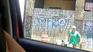Mary Shows Off In Car On Streets Of Sao Paulo