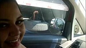 Mary Shows Off In Car On Streets Of Sao Paulo