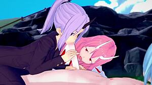 Shuna And Shion Rimuru Engage In Group Action In Hot Springs Parody