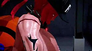 Entrenamiento con polla futa y tetas expuestas