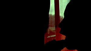 young couple in shadows giving blowjob to each other