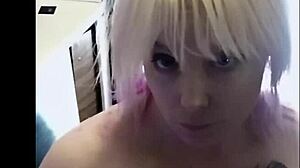 Depraved tattooed escort milf masturbates to orgasm on the kitchen floor.